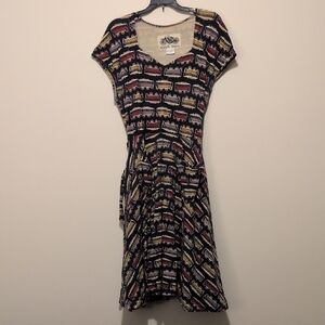 Womens Size 1X Effie's Heart Trolley Print Hedy Dress